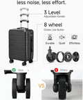 YOETEY 3-piece expandable hardside luggage set in black with TSA lock and silent spinner wheels.