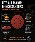 300 Pack 5 Inch Sanding Discs Set With 8 Hole Hook And Loop For Random Orbital Sanders fits all major sanders