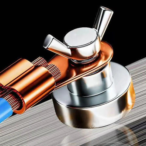 Top Tier Magnetic Welding Ground Clamp With Super Strong Suction Base For Fast On Site Shop Work, No Tools Needed, Fits Any Clean Metal Surface Perfectly close-up view of copper and silver magnetic clamp on metal surface.