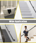 Industrial Style Black Iron Pipe Staircase Handrail For Indoor And Outdoor Use Heavy Duty Steel Balcony Railing on stairways and bathrooms.