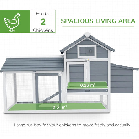 59 Inch Wooden Chicken Coop With Nesting Box And Removable Tray For Outdoor Backyard Use, spacious living area design
