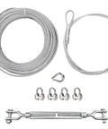 One Quarter Inch Wire Rope Kit With Seventy Five Feet Heavy Duty Galvanized Cable, Six Feet Sling, Turnbuckle, Clamps And Thimble