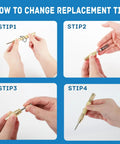 Steps to replace tip on Automatic Center Punch Kit Two Piece Spring Loaded Center Marker Tool Heavy Duty Steel Adjustable