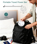 Gotta Love This Compact Travel Power Strip With Retractable Five Foot Cord And Seven Outlet Surge Protector Featuring Dual USB C And USB A Ports For Smooth Sailing On Cruise Vacations And Portable Jet Set Charging being packed into a backpack.
