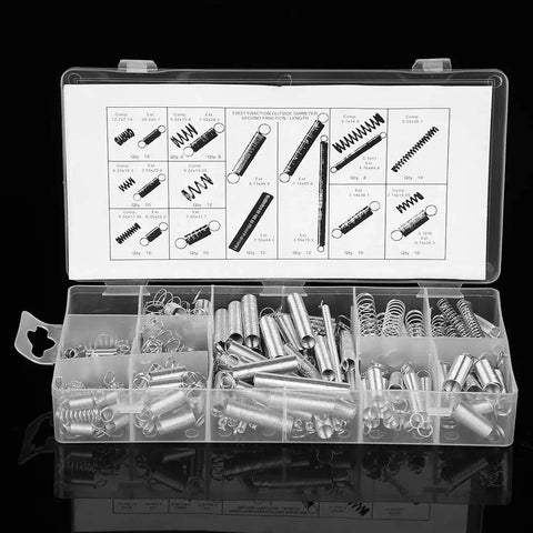Vistreck 200pcs Heavy Duty Carbon Steel Compression And Extension Springs Assortment Kit In 20 Sizes With Organizer Box open case