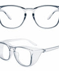 All Day Comfort Anti Fog Safety Glasses With Blue Light Blocking Lenses And UV Protection, Blue Tint Frames, front and side view