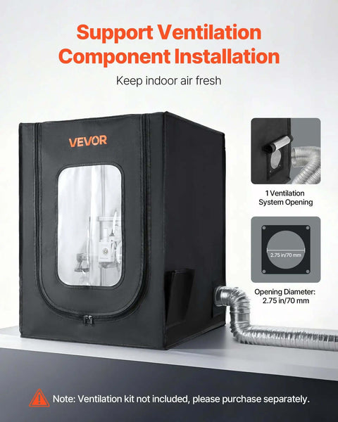 Dustproof Waterproof 3D Printer Enclosure with ventilation opening and connectors, compatible with Creality and ELEGOO printers.