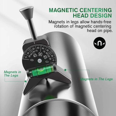 Anblak pipe center finder with magnetic centering head, 2.75-inch Y-shaped base, built-in level for 1.5-6 inch pipes.