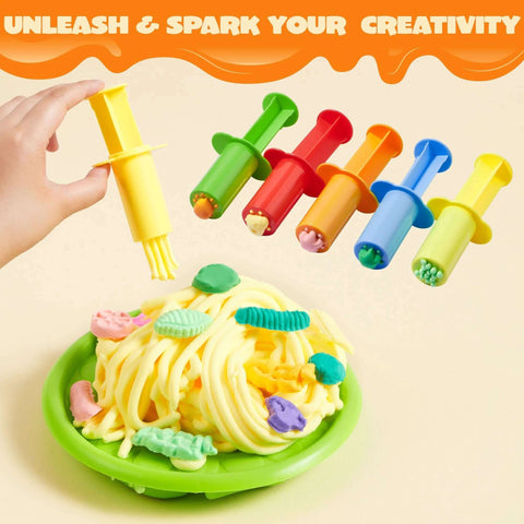 Joyin 44-piece clay tool set for kids; front view shows colorful plastic tools with various end shapes (6 shown).