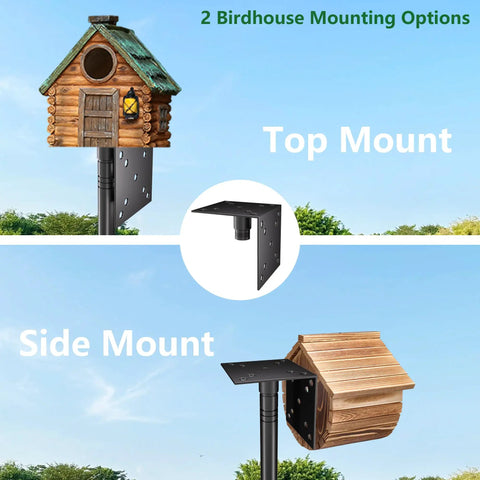 Heavy Duty Bird Feeder Pole Stand 95 Inch Backyard Outdoor Weather Station Pole Kit with mounted birdhouse options shown