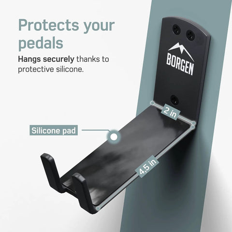 Bike Wall Mount Pedal Hook For E Bikes MTB And Road Bikes, Sturdy Wall Bracket With Protection Pads, Space Saving Bike Rack For Garage Shed Or Indoor