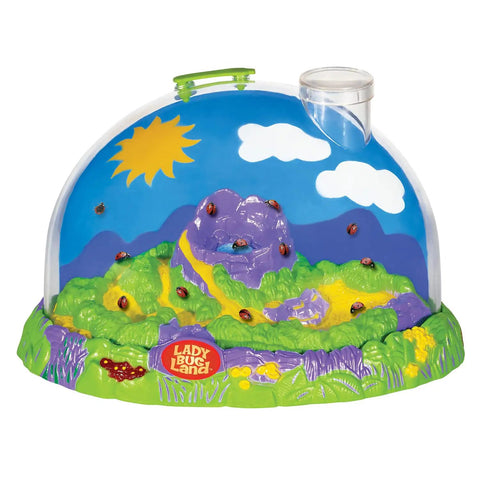 Ladybug Land Growing Kit Habitat With Live Ladybug Larvae Voucher Observe Metamorphosis Stages In A Colorful Dome Diorama Kid Friendly For Curious Gardeners And Kids, clear plastic dome