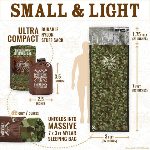 Emergency Sleeping Bag With Hood For Cold Weather Survival Dope Extra Thick Thermal Mylar Blanket dimensions and packaging