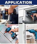 Various applications of Size Twelve Hex Washer Head Self Drilling Screws With Piercing Tips using drills and screwdrivers.