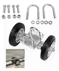 Heavy Duty Sliding Gate Wheels With Dual 6 Inch Rubber Wheels On A Sturdy Steel Carrier U Bolt Clamp Mount, parts view