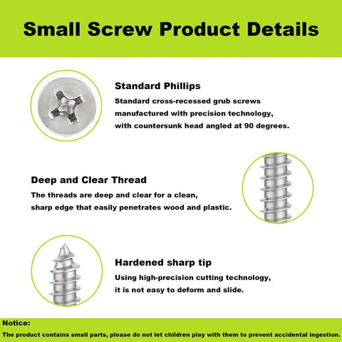 600pcs Short Wood Screws Kit M3 Stainless Steel Assortment With Countersunk Flat Head Design close-up details