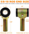 5/8-18 Rod End Bushings Kit With 5/8 Inch Thread And One Half Inch Bore Beefy Heavy Duty Chromoly 4130 Steel Forged To Handle Serious Shock Torsion Off Road And Track Use, LH and RH ends