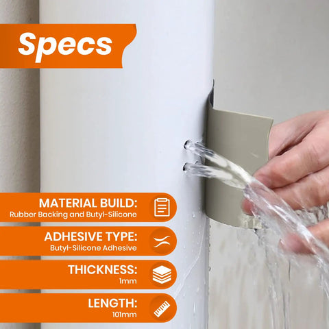 Applying Waterproof Patch And Seal Tape 4 Inch By 13 Foot Extra Thick Adhesive Layer for sealing pipe leaks.