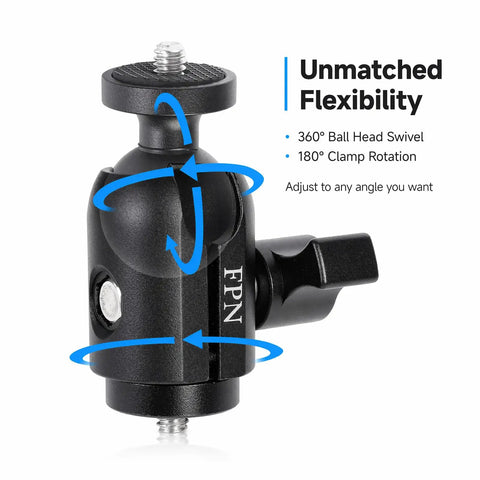Rugged Aluminum Alloy Single Socket Arm With One Quarter Twenty Threaded Stud For One Inch Ball Components, 360 Degree Rotation, Tough As Nails Heavy Duty Mount Adapter For RAM B Size Mounts. shown with 360° swivel