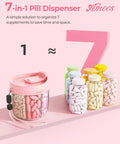 7 Compartment Pill Organizer For Travel With Anti Mix Design, Wide Mouth For Easy Access, BPA Free Patented Pill Container In Pink