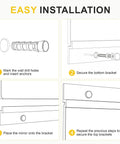 Illustrated installation steps for Two Pack 48 By 28 Inch Home Gym Wall Mirrors Frameless Tempered Glass Full Length HD Reflection No Distortion Large Body Mirror For Gym Garage Yoga Dance Bedroom