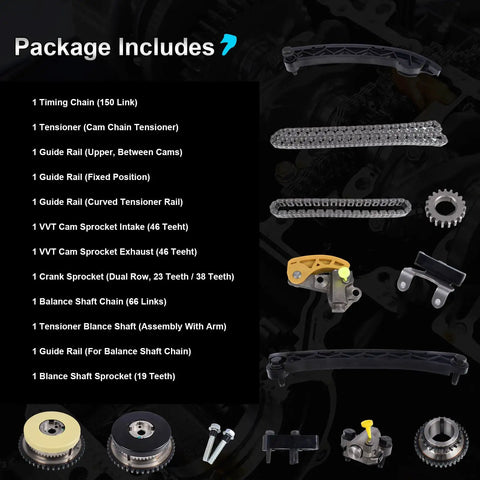 Timing Chain Kit With VVT Sprockets For 2013 2020 Cadillac ATS CTS Malibu Camaro Buick Regal Envision Turbo Engines displayed