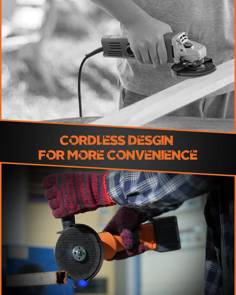 21V Cordless Grinder Kit Featuring 4 Inch Blade 10000 RPM Brushless Motor 4Ah Lithium Battery And Quick Charger Dual Position Handle