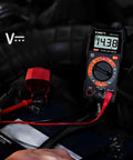 Digital Multimeter With Carrying Case for Home and Auto Use tests DC and AC voltage, battery check in automotive setup