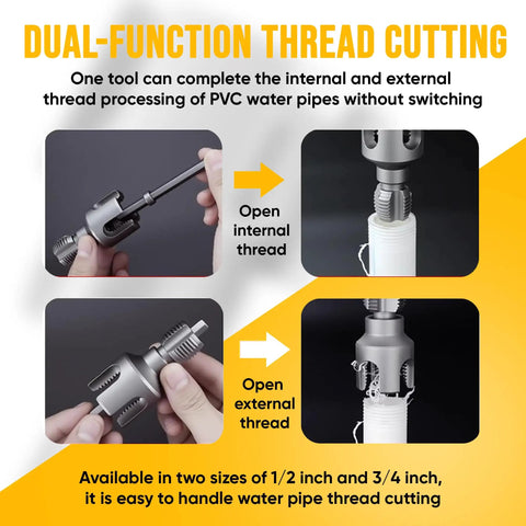 Dual Function Pipe Threading Tool Kit 2 In 1 Internal And External Threading for PVC Pipes One Half Inch And Three Quarters Inch