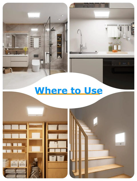 Battery Powered Motion Sensor LED Light With Remote, Magnetic Dimmable Closet Shower Light in bathrooms and kitchens