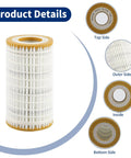 Premium Oil Filter For Mercedes-Benz Vehicles Like C-Class E-Class GLK ML S CLK; detailed view of filter structure and layers.