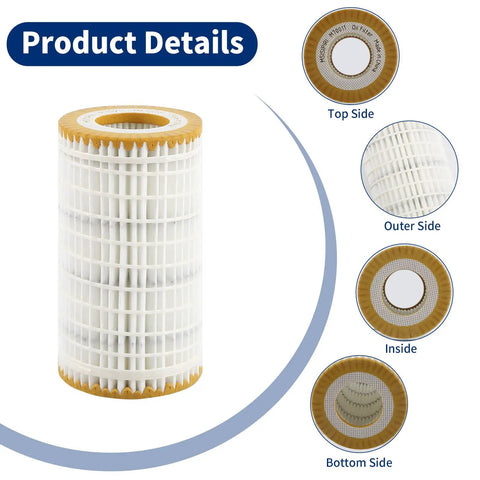Premium Oil Filter For Mercedes-Benz Vehicles Like C-Class E-Class GLK ML S CLK; detailed view of filter structure and layers.