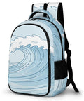 Pastel Watercolor Ocean Wave Print Unisex Backpack Large Capacity Durable Polyester Daypack For School Travel Work And Everyday Use With Padded Straps Laptop Pocket And Multiple Convenient Pockets