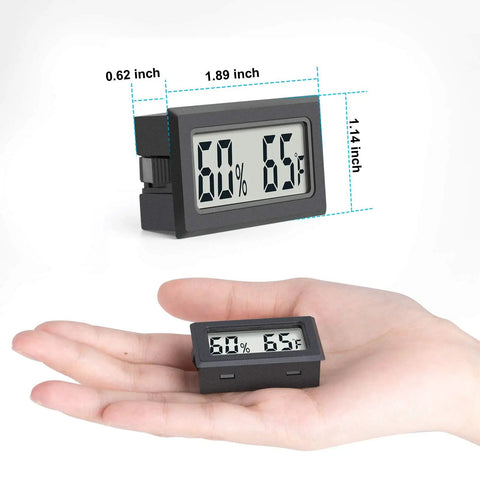 Compact Digital Thermometer And Hygrometer 2 Pack Indoor Humidity Monitor With Fahrenheit Readout shown in hand for scale