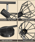 Slick Six Light Black LED Track Lighting Kit With Flexible Rotatable Heads Modern Ceiling Spotlight wire cage light head