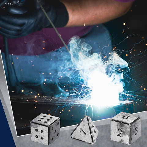 Three Piece Welding Practice Kit With Coupons And Triangle Plate For Beginners, DIY Weld Training Set shown with mild steel dice