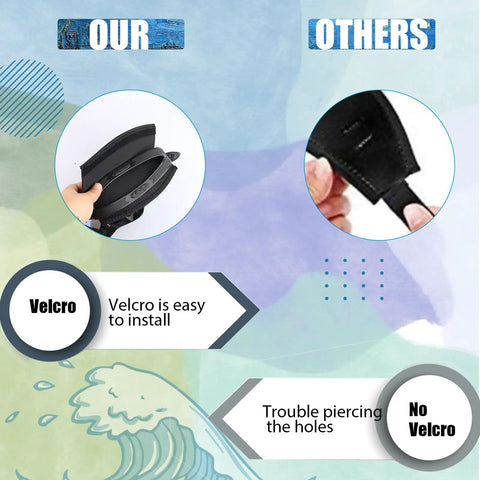 Comparison of Velcro and non-Velcro options for Cyberpunk Style Neoprene Diving Mask Strap Covers Set Four Pieces.