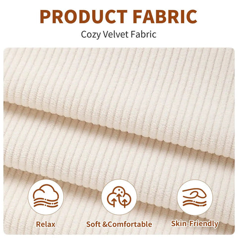 Close-up of cozy velvet fabric for 360 Degree Rocking Recliner Chair With Footrest And Side Pocket Comfy Velvet Beige Armchair