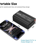 Beast Mode 400W Car Power Inverter Dc 12V To 110V Ac Adapter shown beside smartphone for size reference, compact black design.