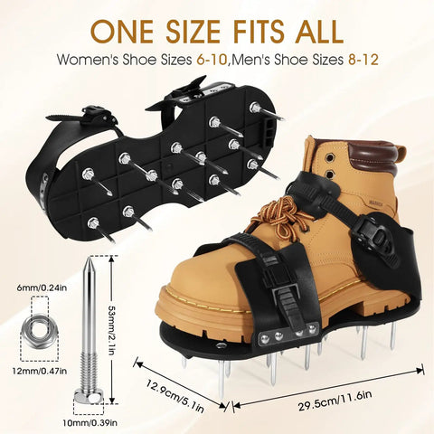 Lawn Aerator Shoes With Spikes For Grass 5mm Metal Base Adjustable Straps Foot Protection Easy Install Spike Shoes For Yard Work And Lawn Care Aeration On Patios And Yards