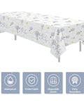 Blue Hot Air Balloon Baby Shower Tablecloths, 3 Pack Disposable Table Covers For Boy, Adventure Awaits Theme, 55 By 86 Inches