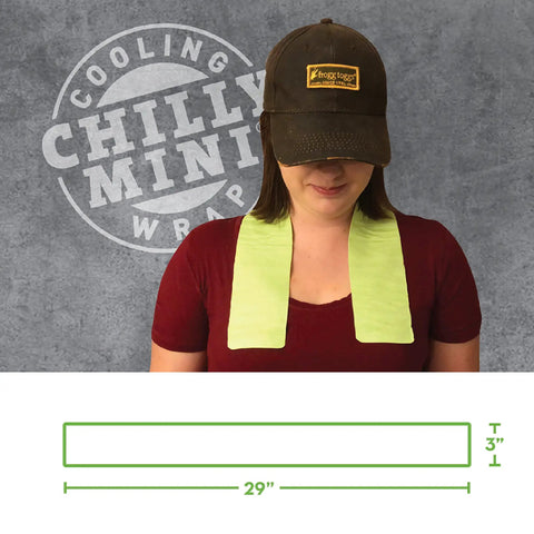 Person wearing Chilly Mini Cooling Neck Towel Pack Of 6 Blue 29x3 Inches Hyper Evaporative Material for sports and outdoor use