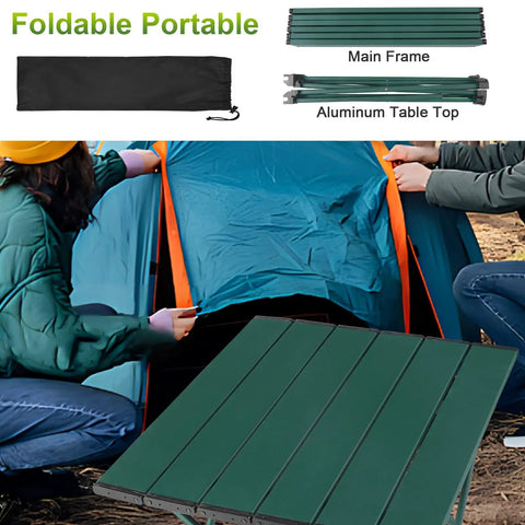 Grab And Go Portable Camping Table With Aluminum Top Foldable Side Table For Outdoor Cooking Hiking And Picnics No Tools Required