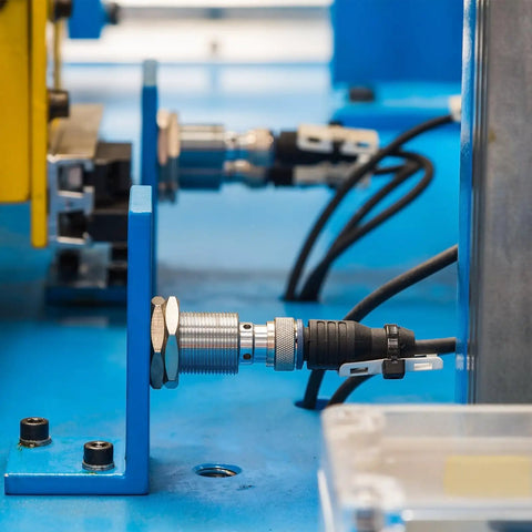 Inductive Proximity Sensor Switch M8 Normally Closed NC PNP Output With 2mm Sensing Distance installed on industrial equipment