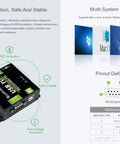 Rugged USB To RS232 RS485 TTL Isolated Converter With FT232RL Protection Aluminum Enclosure Built For Tough Industrial Control Panels And Equipment In Harsh Environments. black metal USB to RS232 converter with DB9 port and protection icons