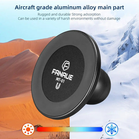 Magnetic Car Phone Holder Base With 1 Inch Ball Head For RAM B Size Mounts in black aluminum, versatile for dashboard or windshield.
