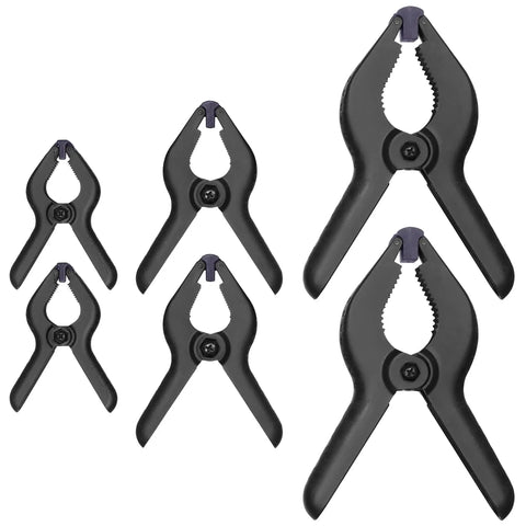 Quick Grip Spring Clamps For Woodworking In 1 Inch, 2 Inch, And Three Quarter Inch Jaw Sizes Six Pack With Pivoting Jaws for even pressure