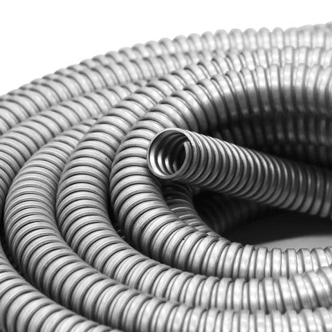 Half Inch Flexible Electrical Conduit Fifty Foot Galvanized Iron For Home And Industrial Wiring Protects Wires From Impact Built To Last Easy Bends Around Obstacles For Outdoor And Indoor Use