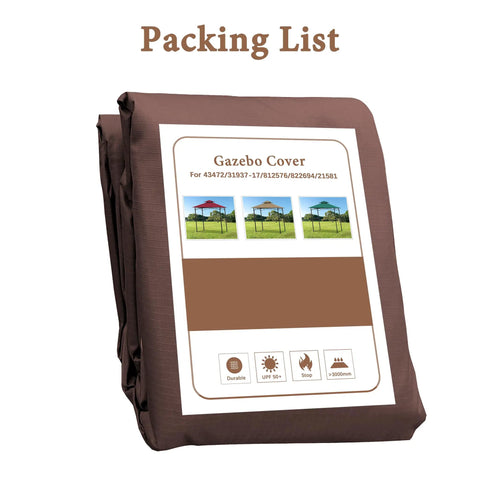 Replacement Canopy For BBQ Grill Gazebo Top Durable Weather Resistant Outdoor Cover Compatible With Aldi Gardenline Belavi And Shoprite Models 43472 31937 17 812576 822694 21581 34 By 21 Inches Brown folded with packaging