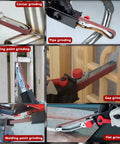 Heavy Duty 6 Speed Variable Speed Belt Sander 10000 RPM Half By Eighteen Inch grinding various surfaces including corners and pipes.